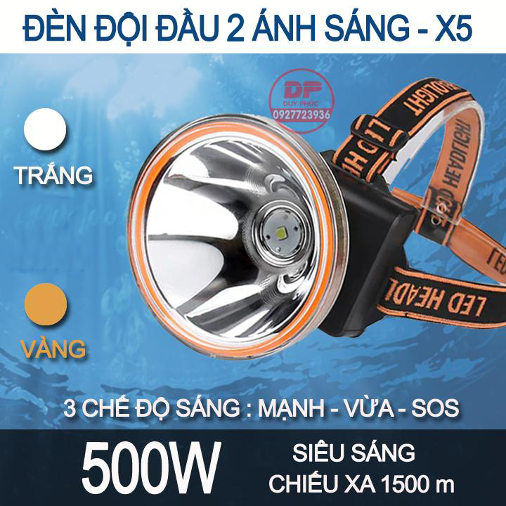 ĐÈN ĐỘI ĐẦU  CÔNG SUẤT CAO 500W 600W X5 , X6 , H50 , H60 , ĐÈN PIN LED SẠC ĐIỆN , SIÊU SÁNG CHỐNG NƯỚC