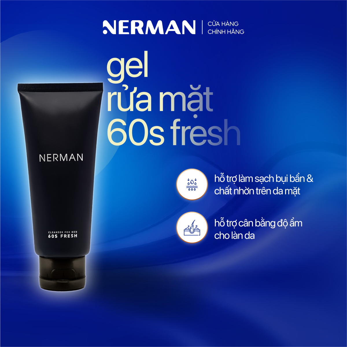 Gel Rửa Mặt Ngừa Mụn Nam Nerman Nano Curcumin 60s Fresh 100ml