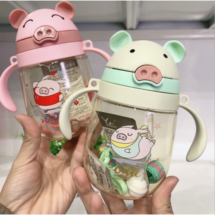 [ TẶNG CỌ ỐNG HÚT ] Bình tập hút chống sặc cho bé 350ml - bình tập uống, bình nước tritan cao cấp, bình tập uống có tay cầm, đồ dùng cho bé , bình tập hút, cốc tập uống , ly tập uống Tulifly Store