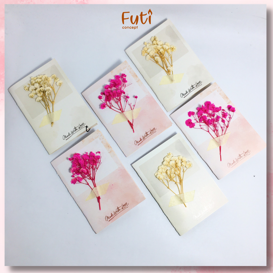 Thiệp hoa khô handmade giấy cứng siêu xinh