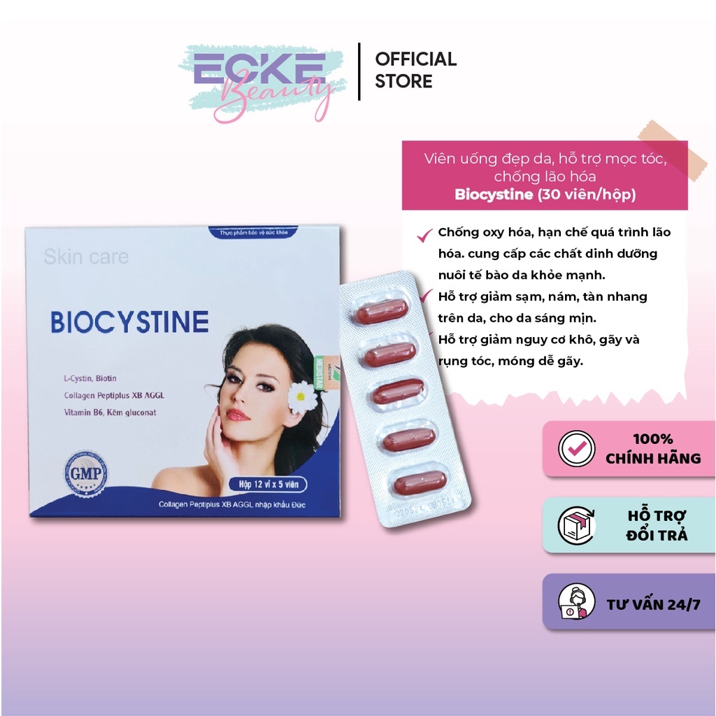 Viên uống biocystine - viên uống đẹp da đẹp tóc giảm mụn chống lão hoá