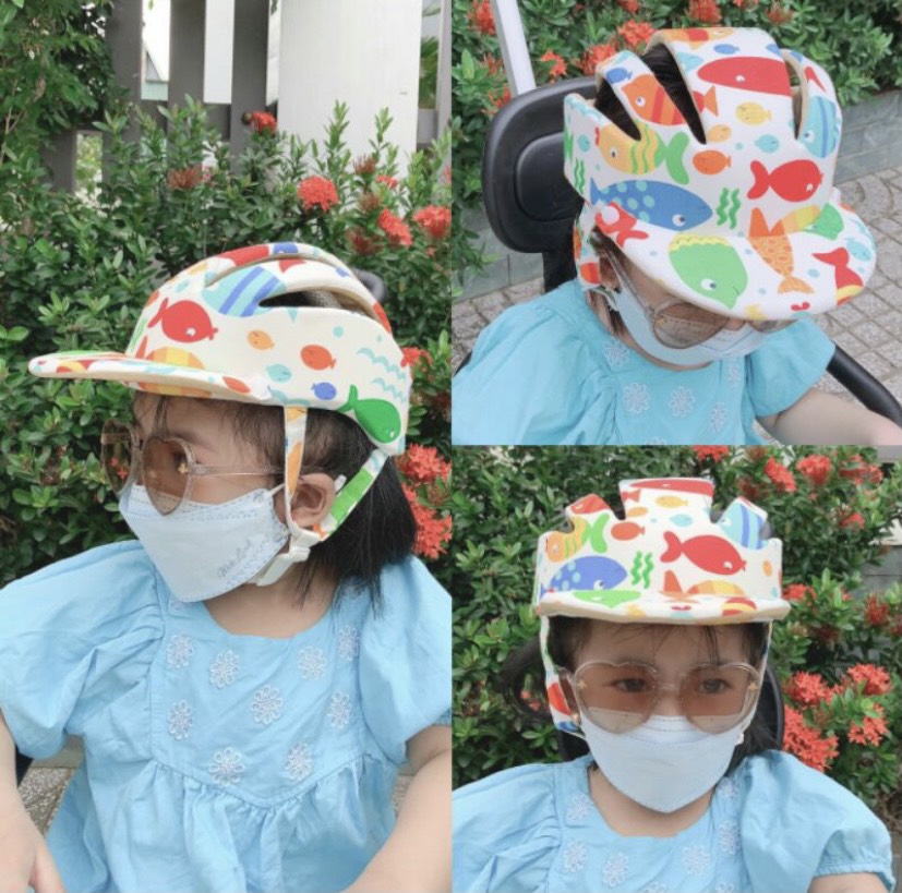 Nón bảo hiểm bảo vệ đầu - Mũ bảo vệ đầu cho bé tập đi/ tập ngồi xe máy - Hàng Việt Nam loại có vành