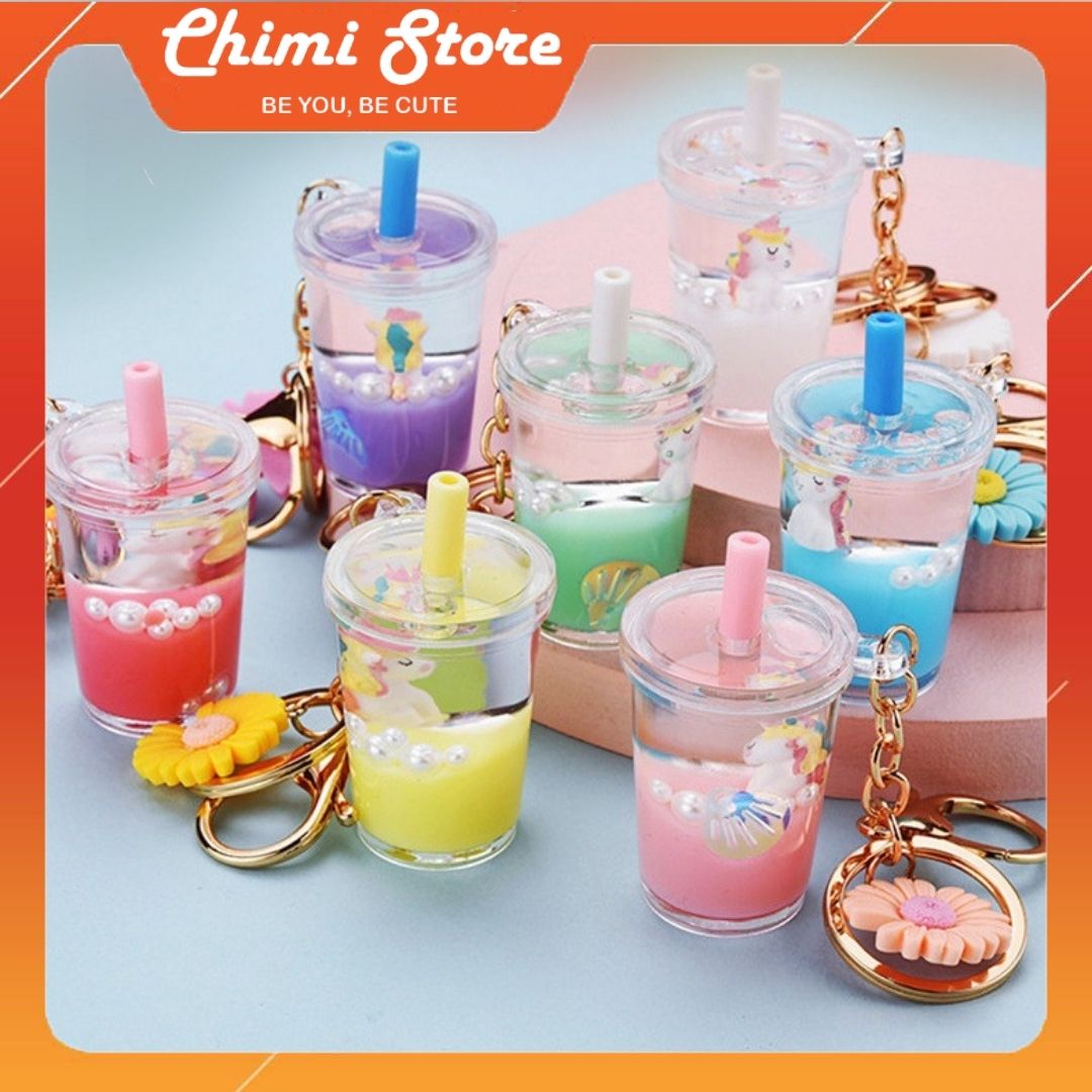 [ Hàng đẹp ]  Móc khóa cute Chimi PK015 thiết kế hình ly trà sữa mẫu ngựa Unicorn dễ thươngchất liệu nhựa Acrylic phong cách Hàn Quốc  với nhiều mẫu để lựa chọn