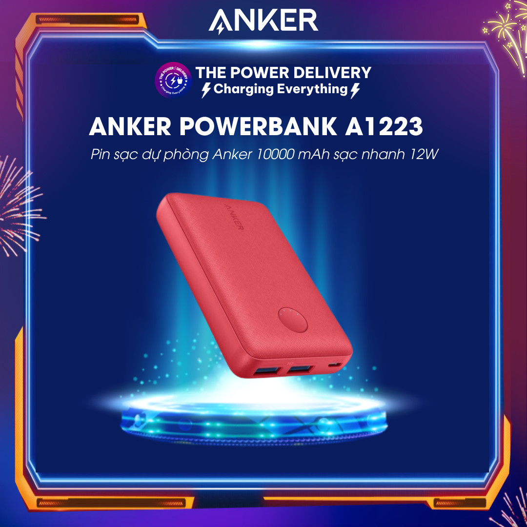 Pin dự phòng 10000 mah sạc nhanh 12w anker a1223 powercore