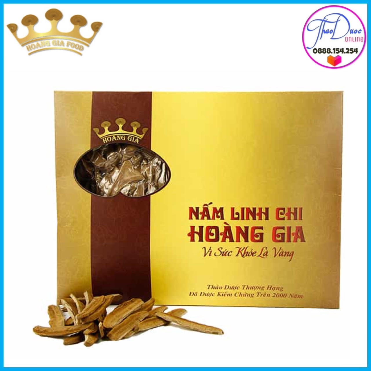 Hộp nấm linh chi đỏ hoàng gia thái lát - loại phổ thông l hộp 500g
