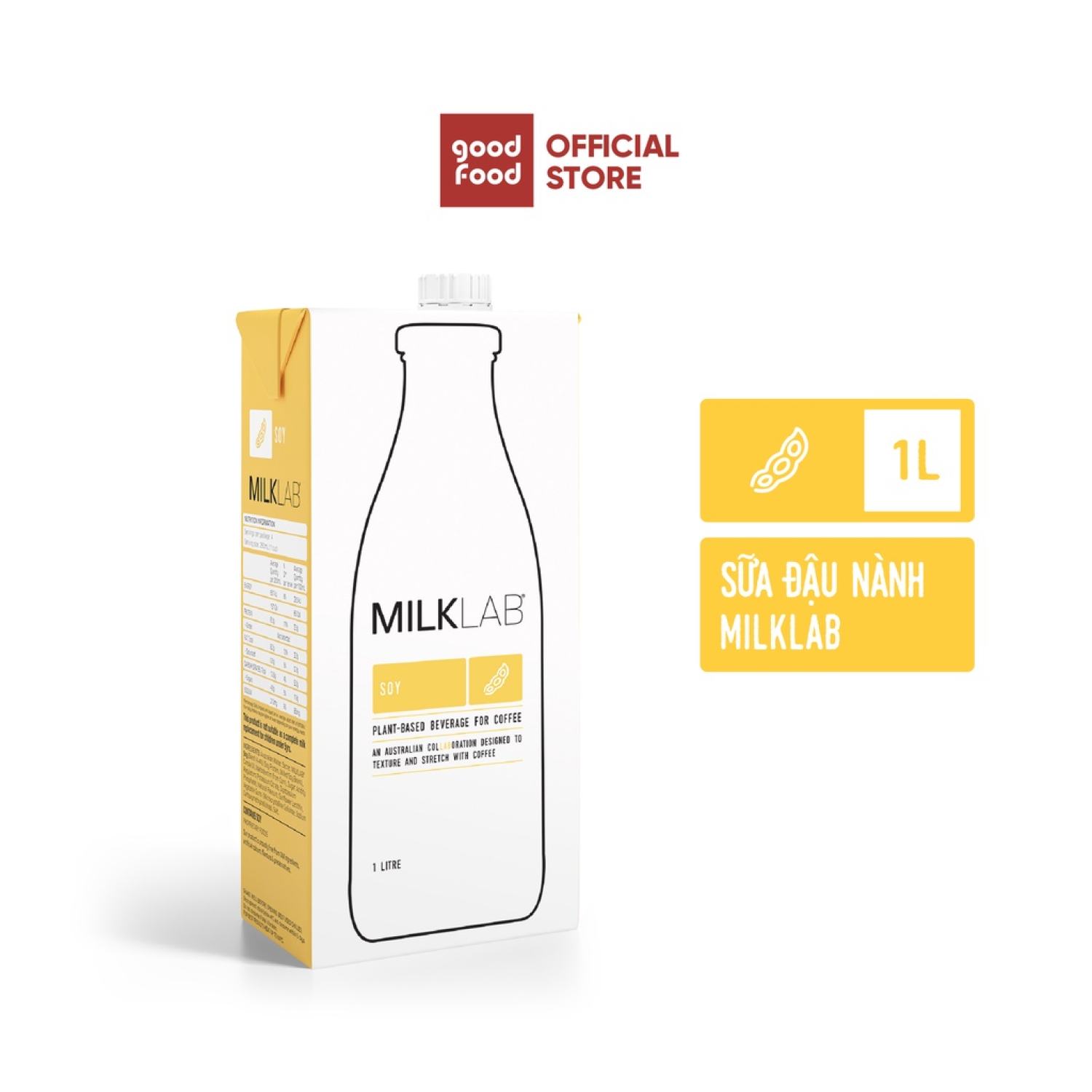 Sữa hạt đậu nành cao cấp ít đường MilkLab – Đậu nành từ Úc | hộp 1 lít