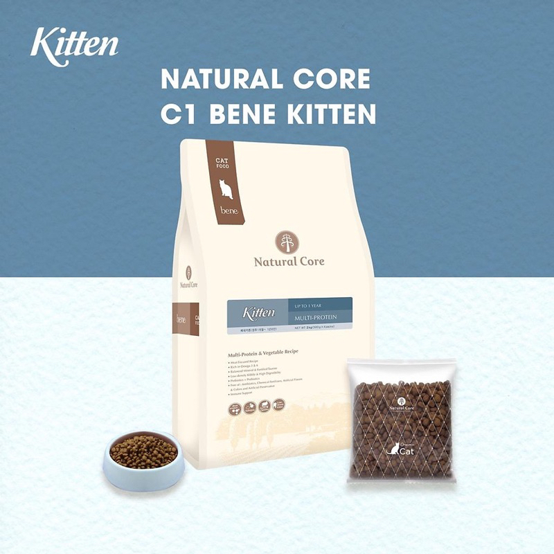 Bao 5kg thức ăn hạt hữu cơ cho mèo con Natural Core C1 Bene Kitten