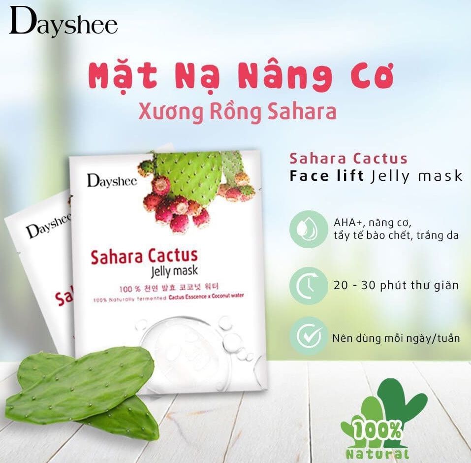 Mặt Nạ Xương Rồng Dạng Thạch Hỗ Trợ Nâng Cơ Mặt, Thu Nhỏ Lỗ Chân Lông, Dưỡng ẩm, Cân Bằng Da Chính Hãng DAYSHEE COMESTIC 25ml - Sahara Cactus Face Lift Jelly Mask
