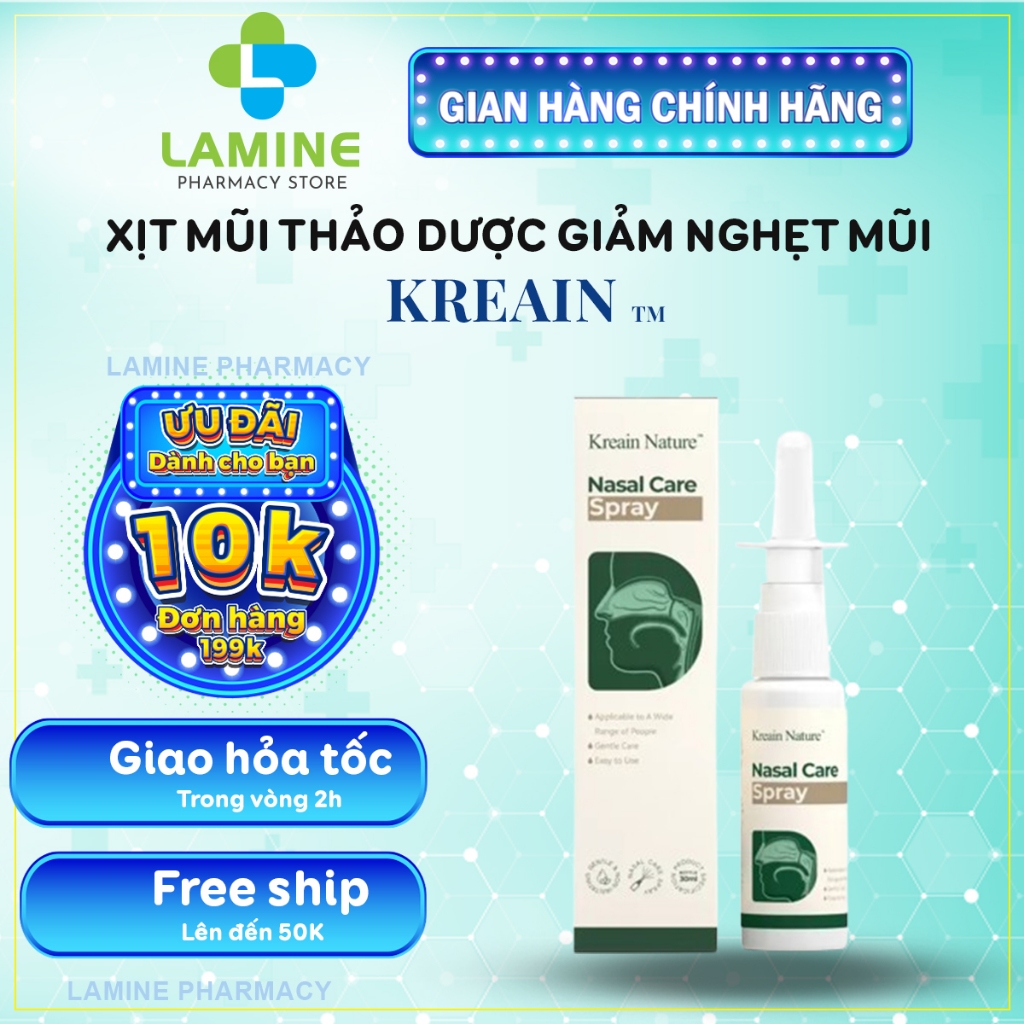 Xịt Mũi Thảo Dược Kreain Nature – Xịt Mũi Thảo Dược Kreain Nature Hỗ Trợ Giảm Nghẹt Mũi, Sổ Mũi, Hắt Hơi, Ngứa Mũi
