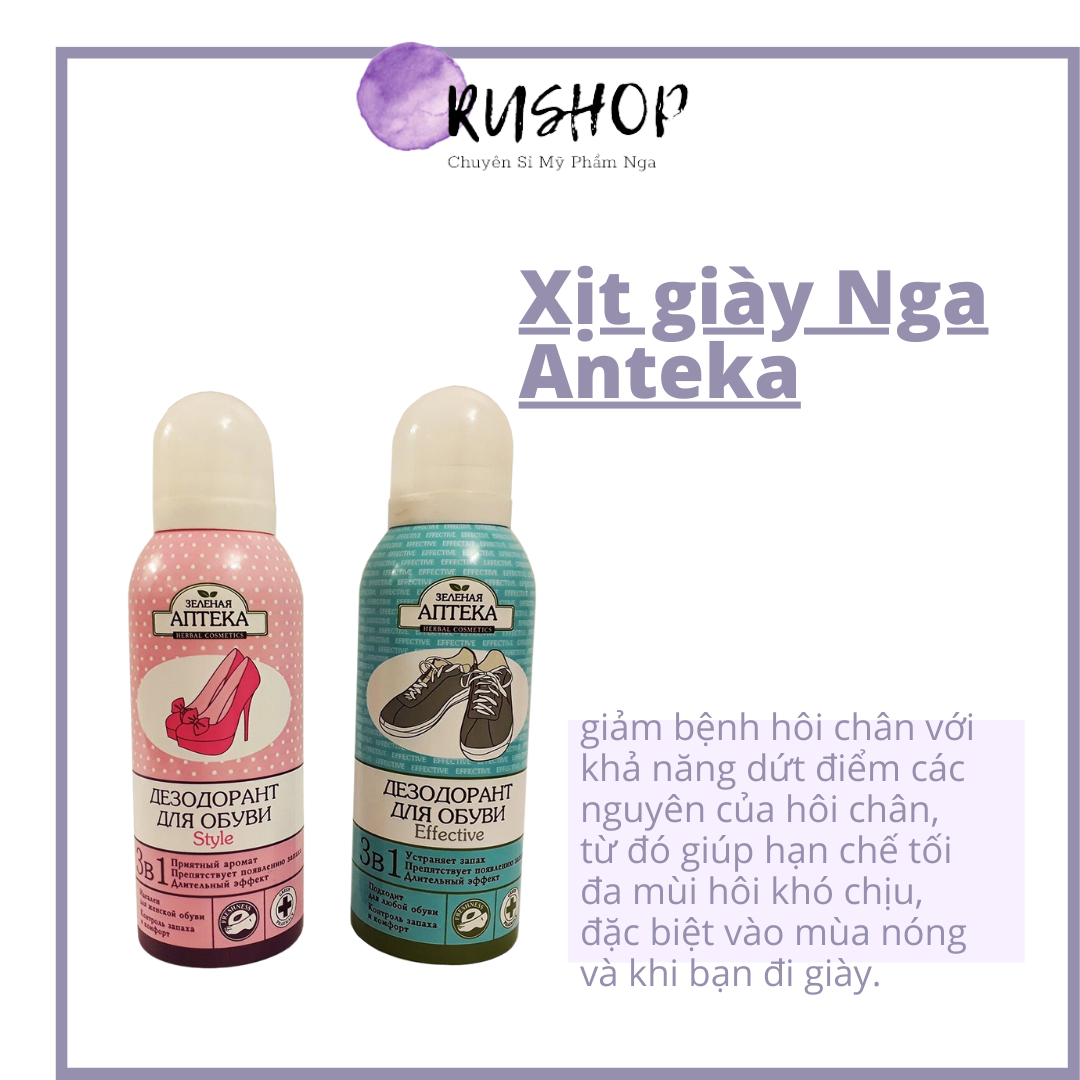 Xịt giày Nga Anteka - Xịt khử mùi hôi chân hôi giày Apteka