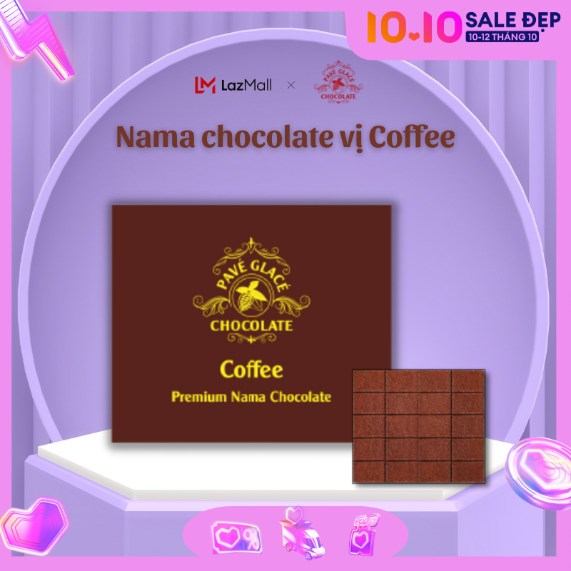 20 viên socola nama tươi - socola nama tươi vị coffee - pave glace chocolate - giao hàng nhanh 2h