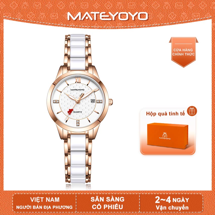MATEYOYO Đồng hồ nữ Đồng hồ thời trang nữ Đồng hồ thạch anh cổ điển Đồng hồ chống nước 30M Đồng hồ đeo tay bằng gốm sứ Mỏng Mặt số La Mã Đồng hồ đeo tay thiết kế sang trọng Đồng hồ đeo tay với lịch dạ quang