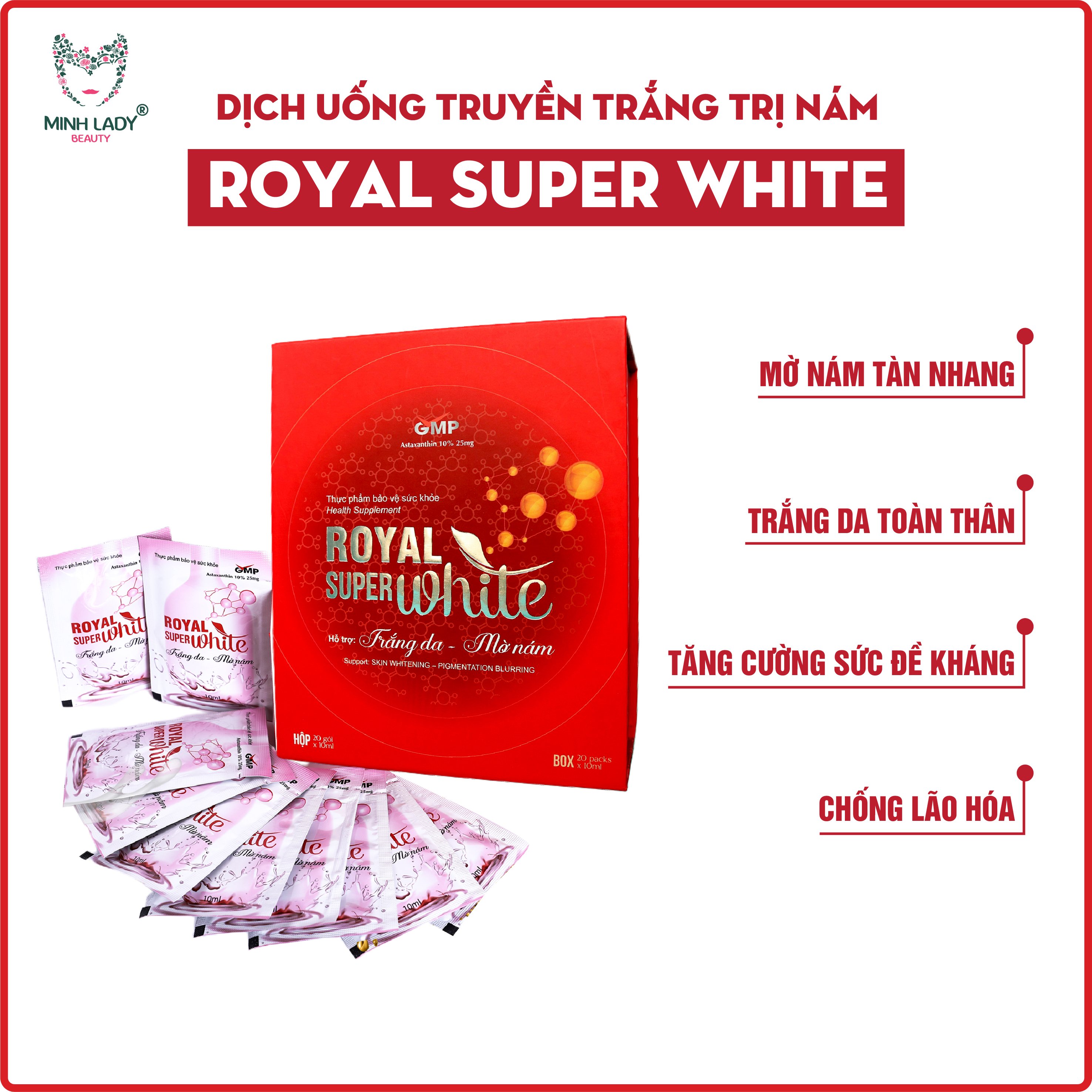 MUA 3 TẶNG 1 ĐƯỢC 4H Dịch uống truyền trắng Royal Super White MINH LADY