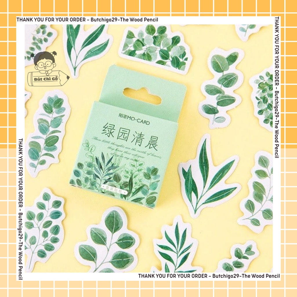 Set 40-45 sticker lá cây- Hình dán lá trang trí sổ tay siêu xinh