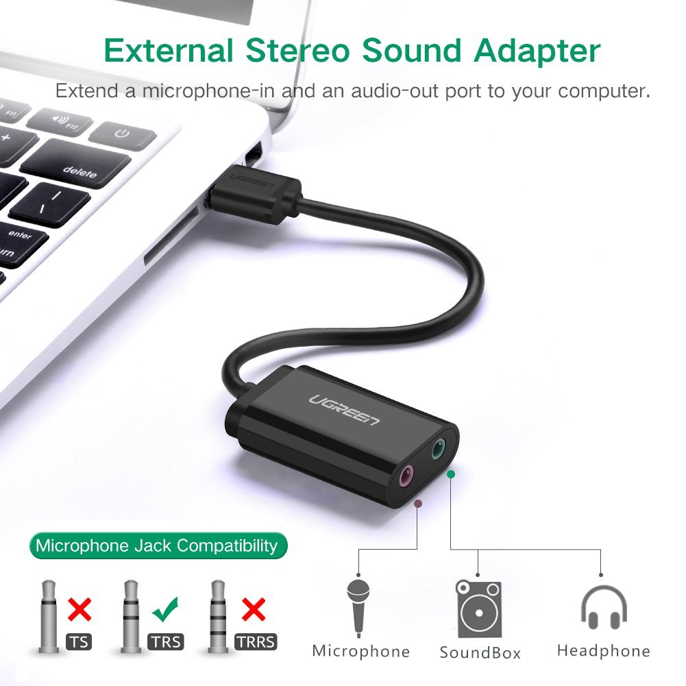 Card sound usb 2.0 to 3.5mm ugreen 30724