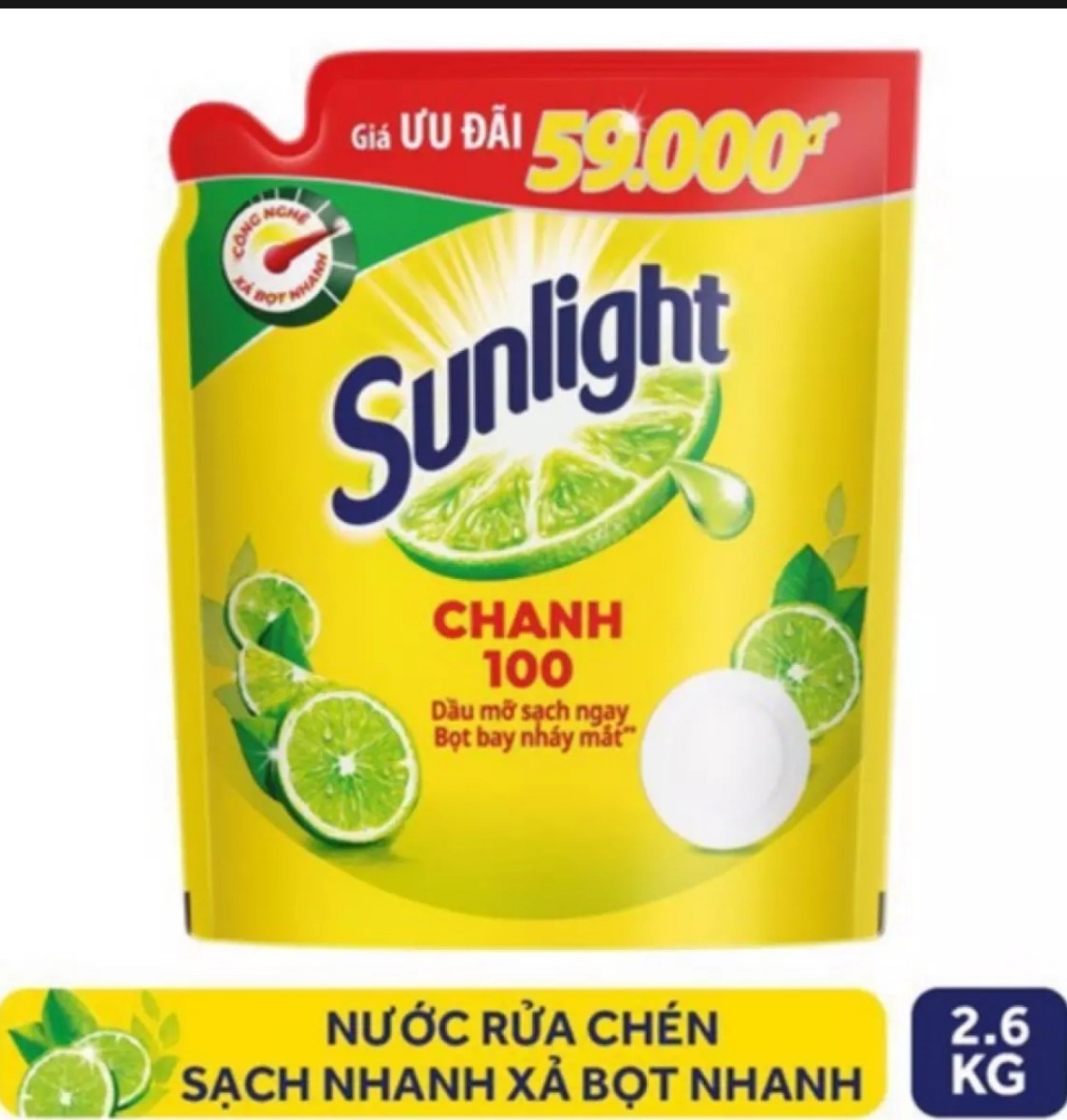 Nước rửa chén sunlight túi 2.6 kg