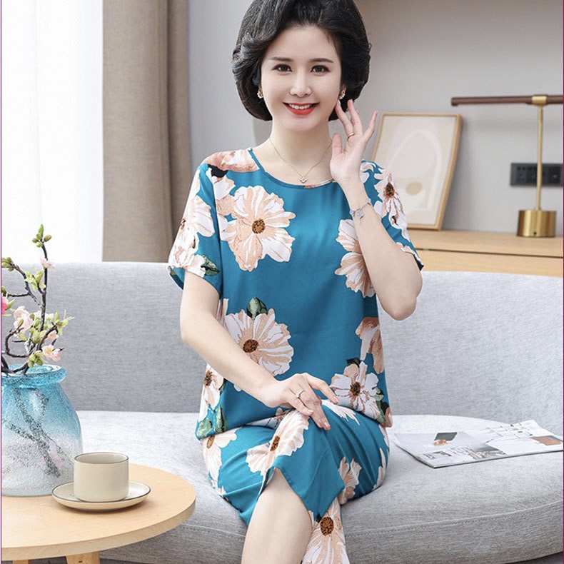 Bộ lanh Quảng Châu mặc nhà cho mẹ trung niên