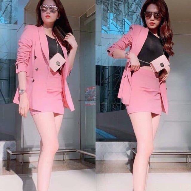[HCM]Set Bộ Nữ 3 Món Màu Hồng Thời Trang