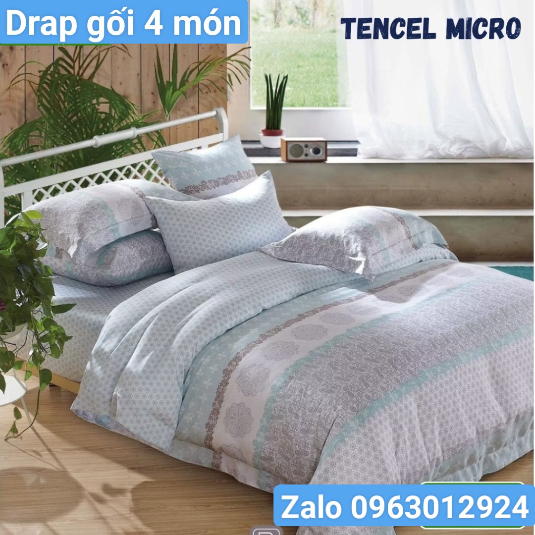 [HCM]Bộ drap gối Tencel vải nhập Hàn Quốc đỉnh cao mát  mềm mại { drap và 3 áo gối}