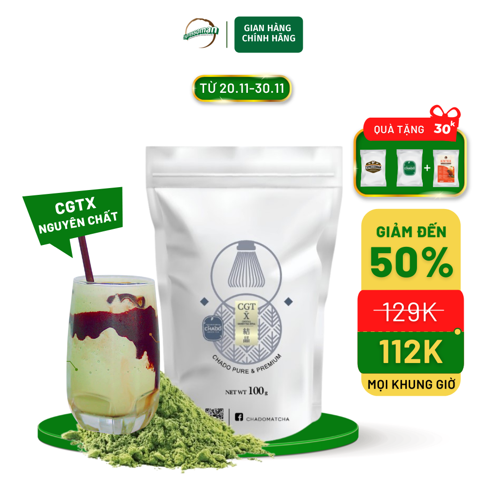 Cgt-x - green tea extra - bột trà xanh nguyên chất - nhật bản - nguyên liệu pha chế - làm bánh - kem