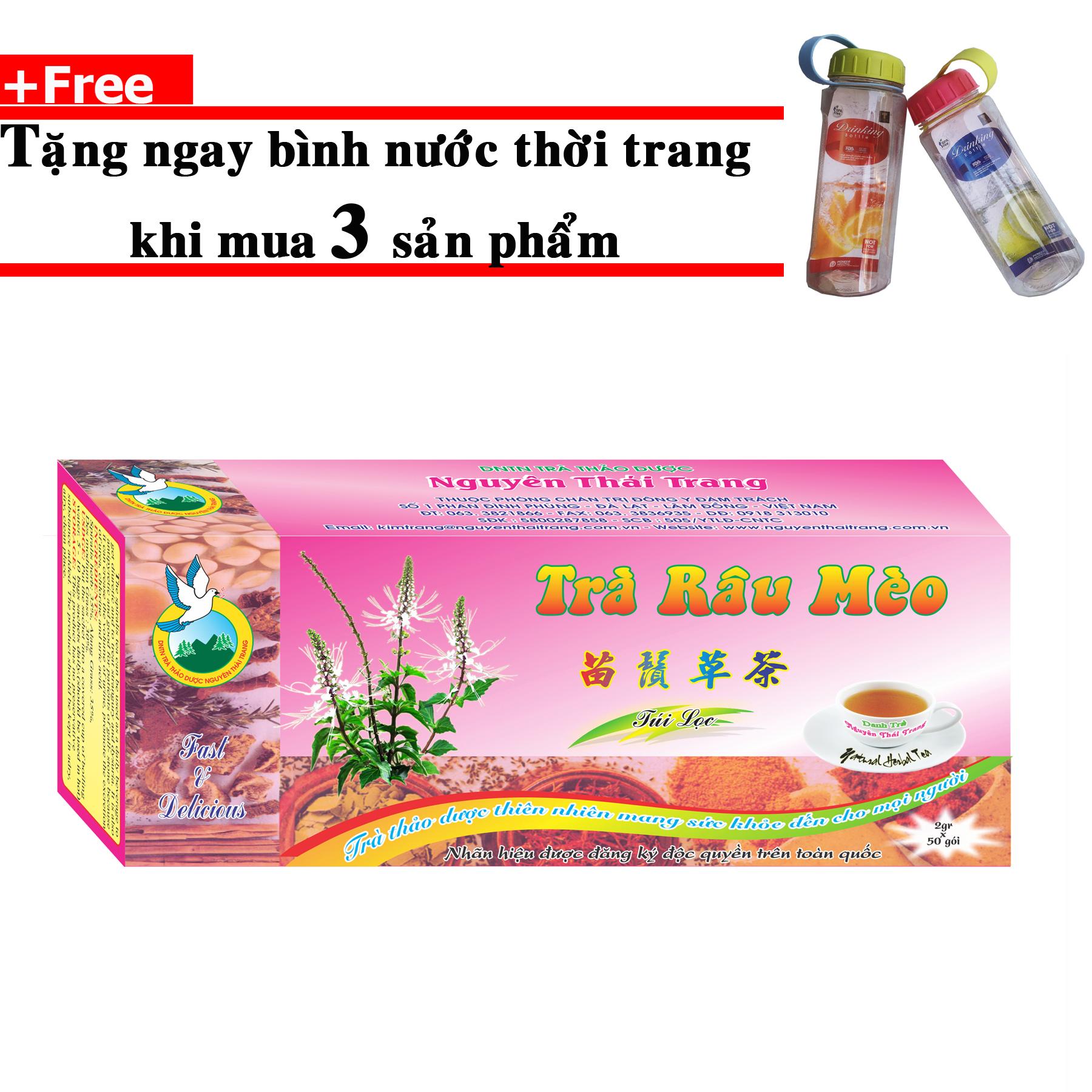 Trà râu mèo thảo dược lợi tiểu + tặng bình nước thời trang - nguyên thái trang