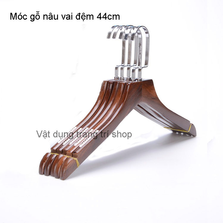 Móc gỗ nâu treo quần áo có vai đệm
