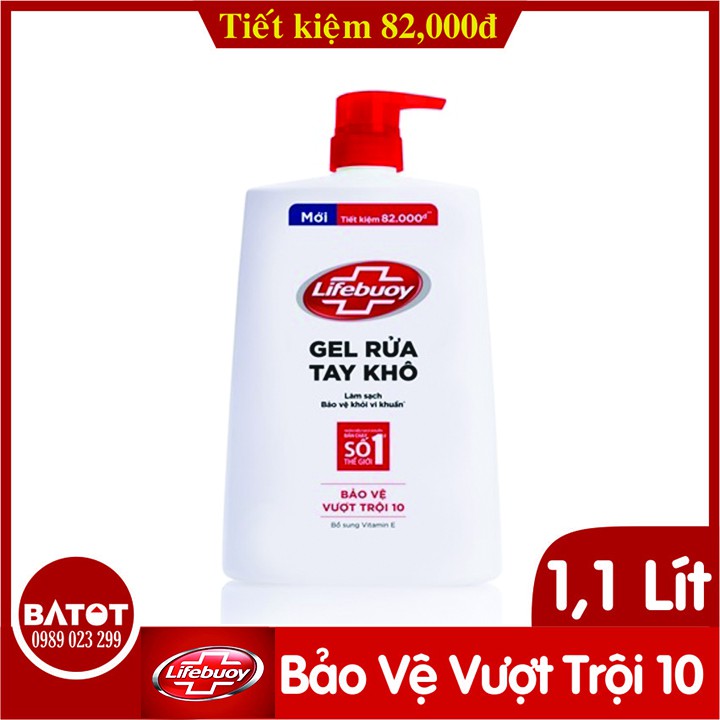 Gel rửa tay khô lifebuoy bảo vệ vượt trội 10 chai 1,1 lít