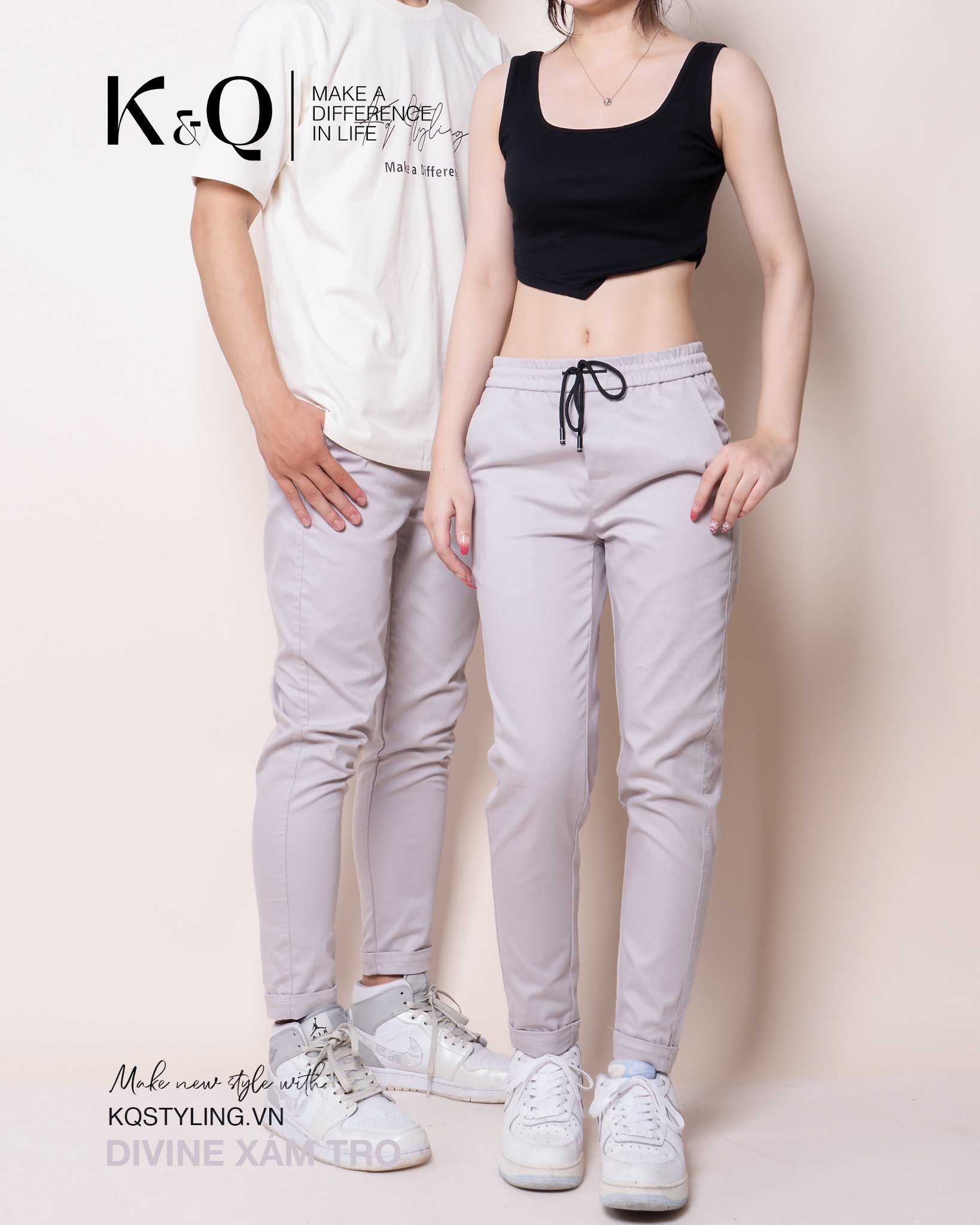 Quần jogger kaki giãn lưng thun ống suông không bo cao giãn tốt