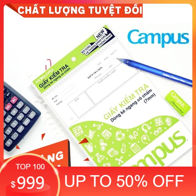 Giấy kiểm tra kẻ ngang campus có chấm