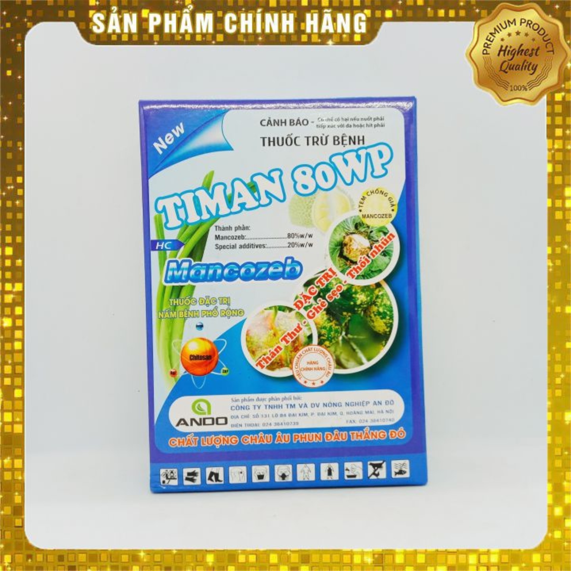 Sản phẩm trừ bệnh cho cây trồng TIMAN 80WP đặc trị nấm bệnh phổ rộng, thán thư, ghẻ sẹo, thối nhũn