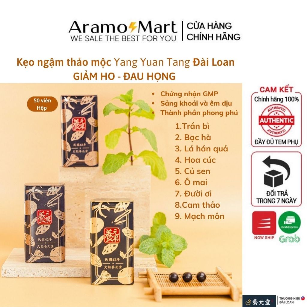 Kẹo ngậm thảo mộc Đài Loan giảm ho - đau họng Yang Yuan Tang