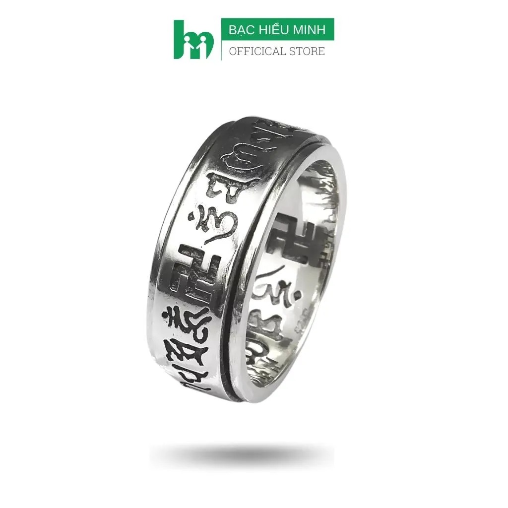 Nhẫn Nam Bạc 925 Cao Cấp Bạc Hiểu Minh NA537X Nhẫn Xoay Bạc Thái Om Mani Padme Hum Bảo Hành Vĩnh Viễn