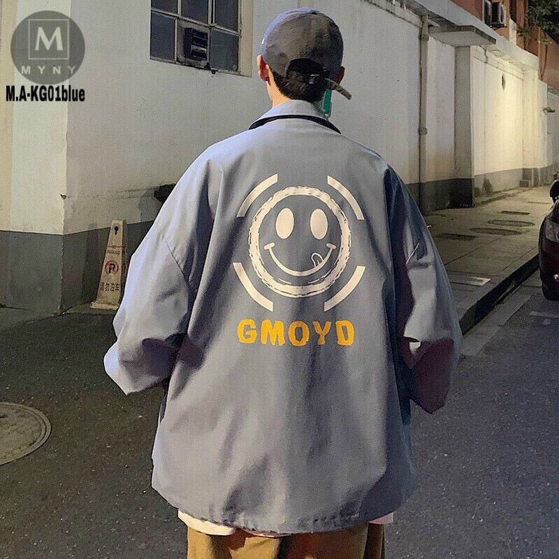 [HCM][FREESHIP] Áo khoác dù nam nữ 2 lớp Unisex Kiểu dáng Sơ Mi ( KHÔNG NÓN ) IN Mặt Cười GMOYO