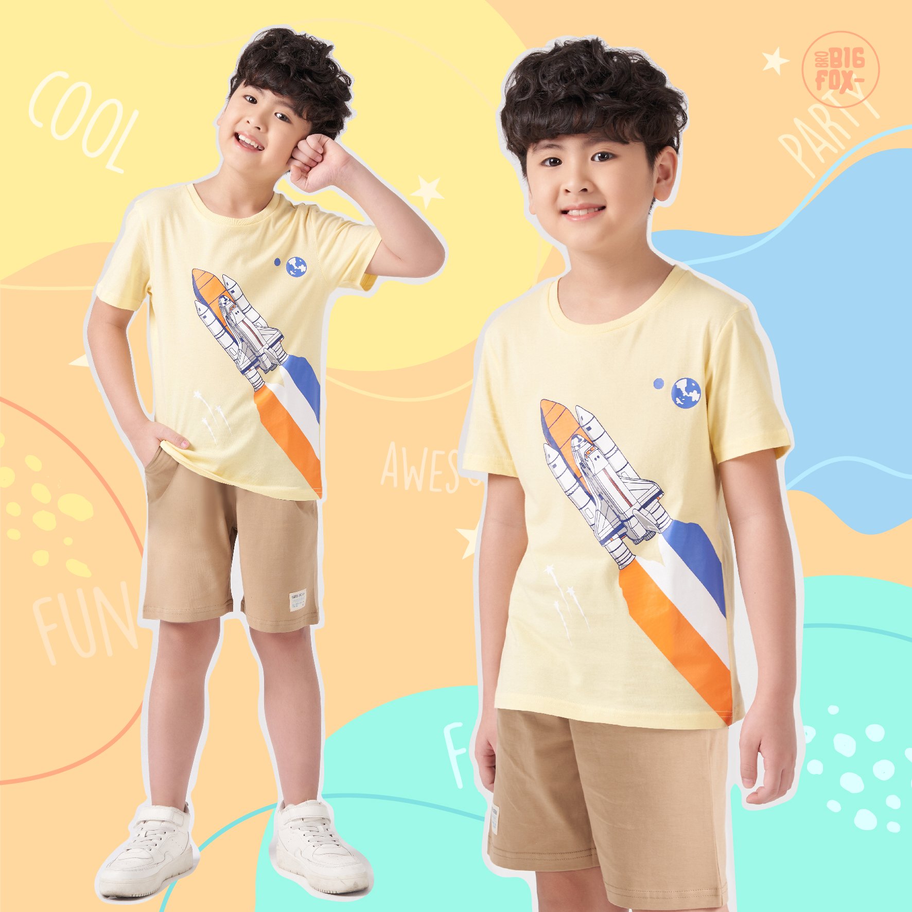 Quần áo bé trai BIGFOX - MISS MEOW size đại bộ bé trai chất cotton phong cách Âu Mỹ hình in phi thuyền 10 – 38kg QATE