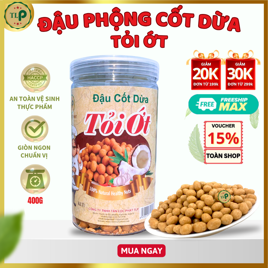 Đậu phộng cốt dừa tỏi ớt tân lộc phát hũ 400g