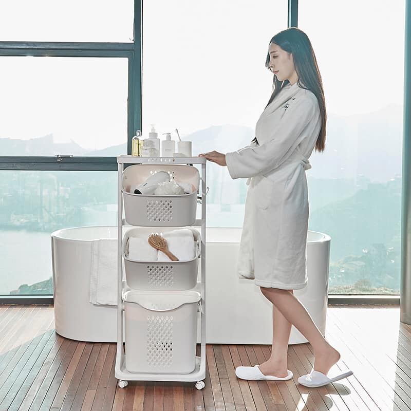 Kệ đựng đồ đa năng 3 tầng nhựa có bánh xe - kệ sọt 3 tầng để đồ tiện dụng