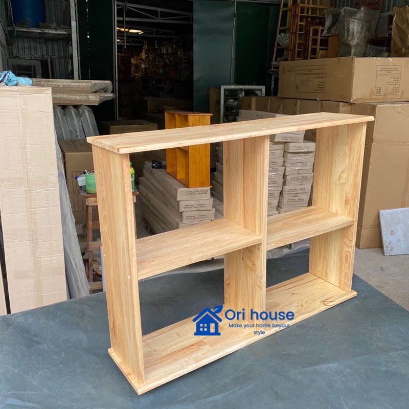 Kệ sách treo tường gỗ cao su hàng lắp ráp cao 63cm ngang 80cm