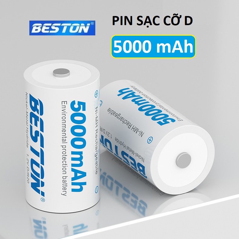 Pin d sạc beston 5000mah vỉ 2 pin đại dùng cho bếp ga, đèn pin, thiết bị công nghiệp, thay thế pin con ó