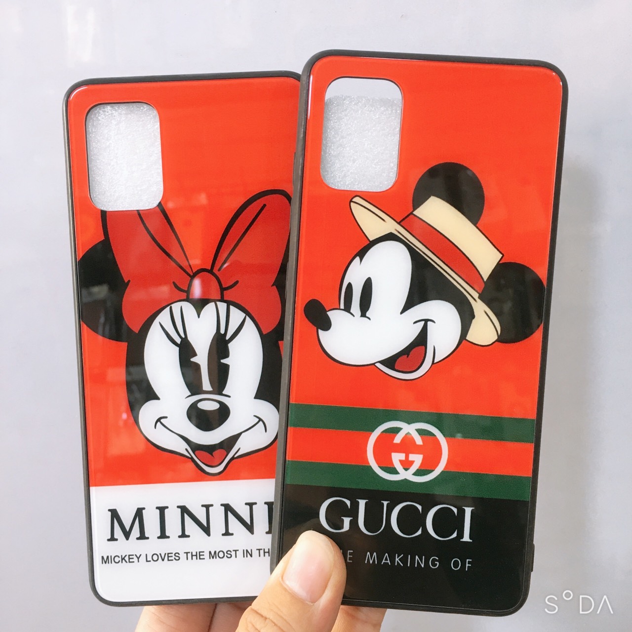 Ốp lưng Samsung A51 mặt lưng kính cường lực Mickey đáng yêu