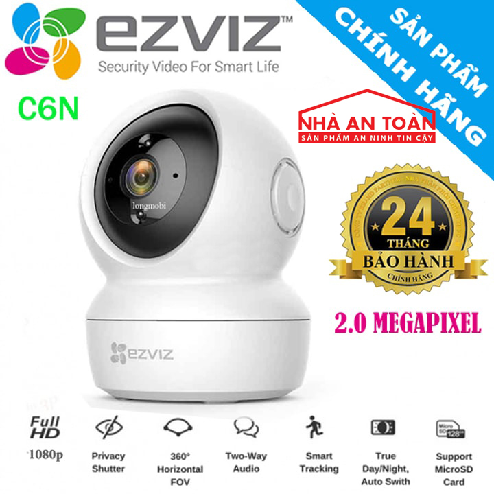 Camera IP Wifi thông minh 360 2MP Full HD 1080P Ezviz C6N A0-1C2WFR Chính hãng Nhà An Toàn