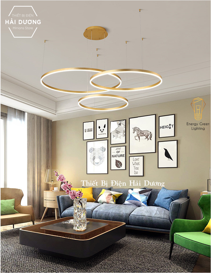 Đèn Thả Trần 3 Vòng Riêng Biệt TBD820 - 3 Chế Độ Ánh Sáng - Tăng Giảm Ánh Sáng - Điều Khiển Từ Xa - Điều Khiển Qua Điện Thoại - Energy Green Lighting