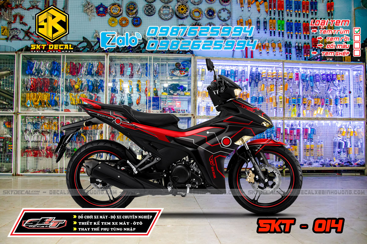 tem trùm exciter 155 đỏ đen berik