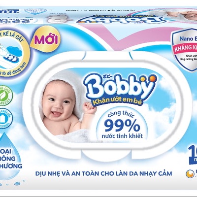 Khăn ướt Bobby không hương - 100 tờ