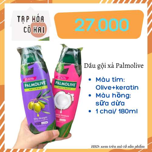 Bộ 2 Dầu gội Palmolive 180ml Sữa dừa và Keratin kết hợp quả ô liu 180ml ⚡