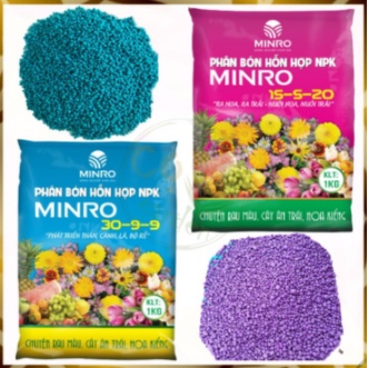 Combo minro 1kg phân bón npk 30-9-9+te và 1kg phân bón npk 15-5-20+te