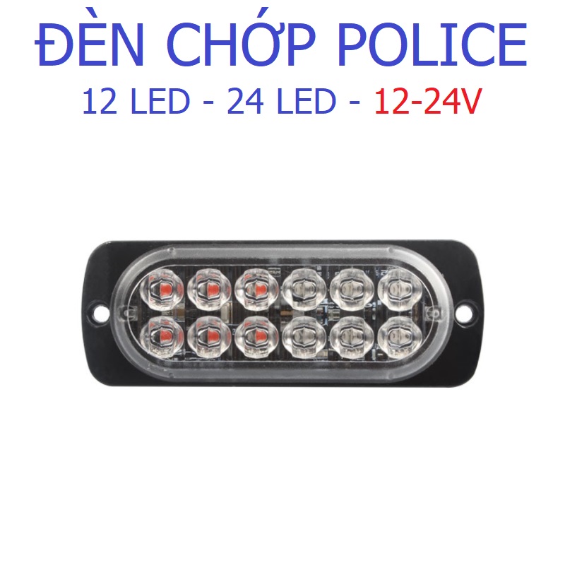 Đèn Nháy Chớp Police Xanh Đỏ 12 Led 24 Led Vỏ Nhôm Chống Nước