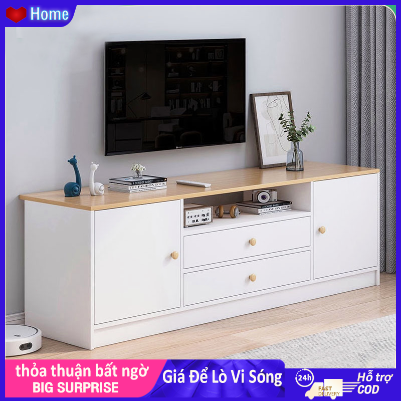 Home Tủ để tivi Gỗ MDF cao cấp Chân gỗ Sồi Tủ Tivi Gỗ Trang Trí Phòng Khách Nội Thất Tiết Kiệm Kệ tivi phòng khách