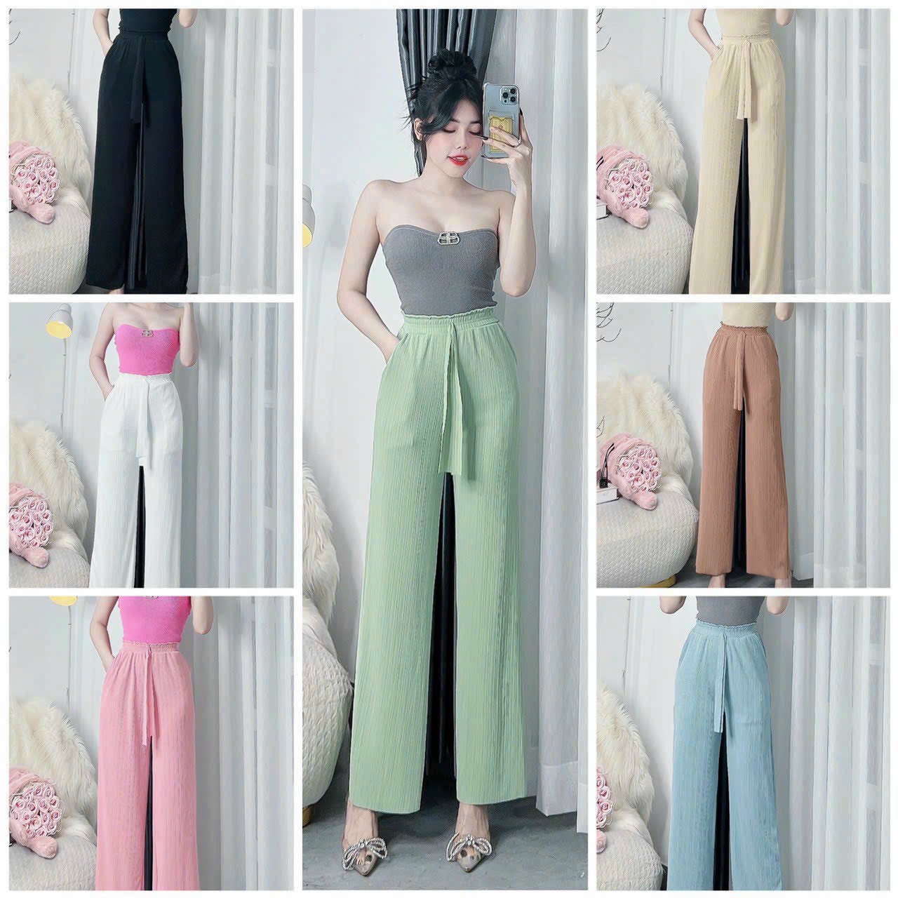 Quần suông nữ chất thun tăm thái co giãn bigsize 40-90kg