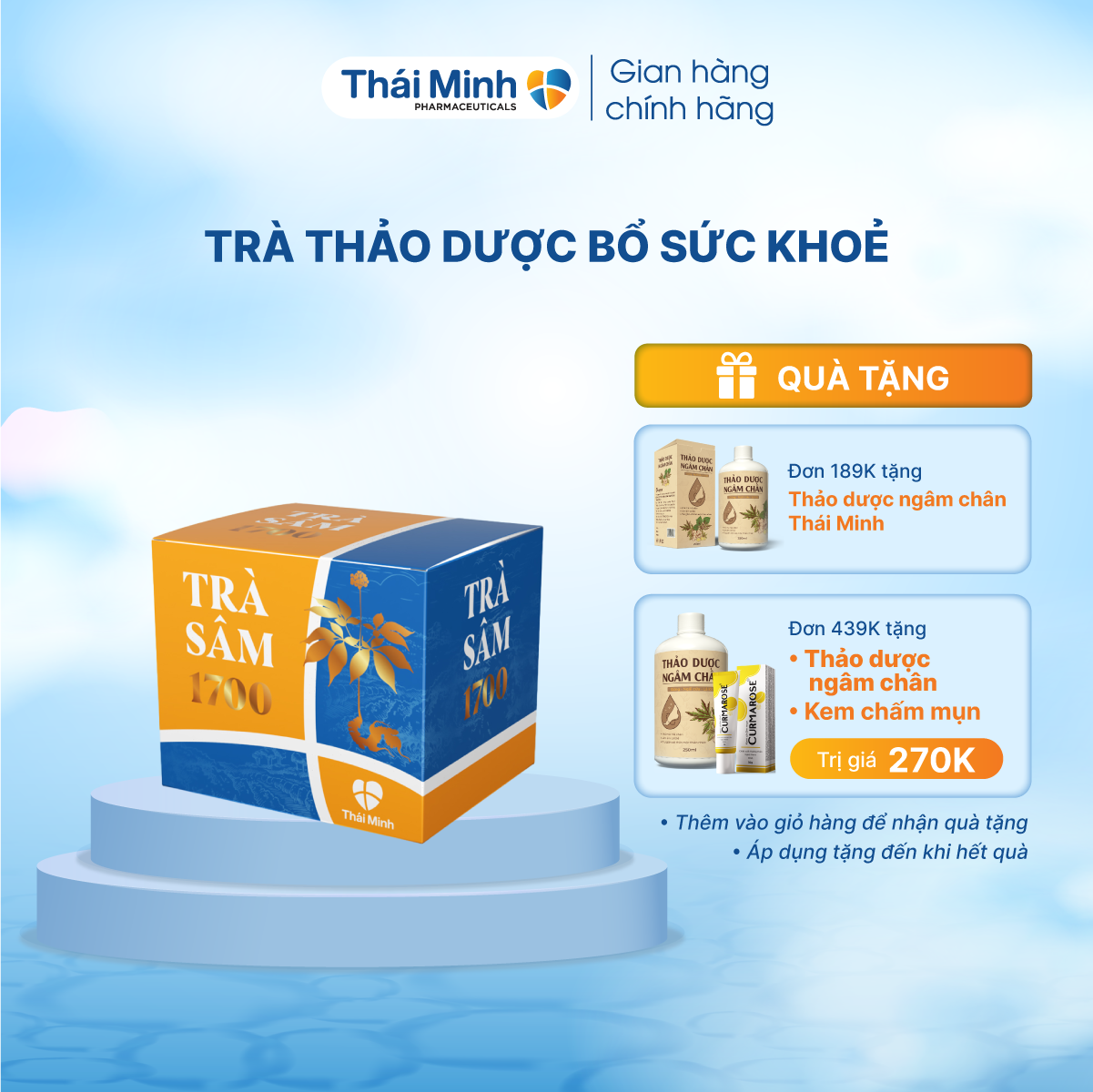 Trà sâm 1700 thái minh - lá sâm lai châu - hỗ trợ bổ cơ thể - hộp 20 gói/ 10 gói