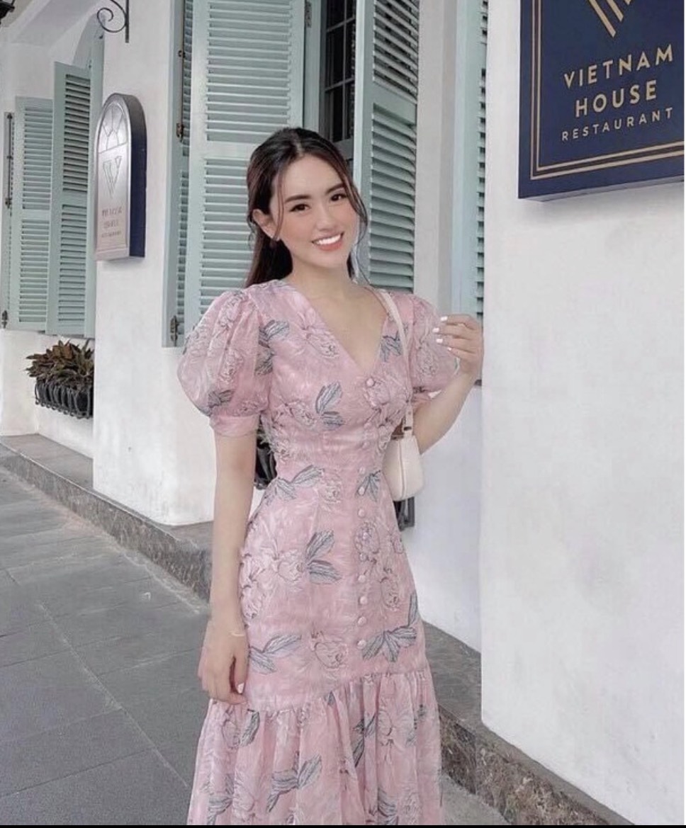 Đầm đuôi cá chất voan hoa xinh xắn - poca dress
